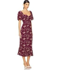 RHODE Ramona Midi Dress Purple Enchanted Vine Floral Square Neck Size 8